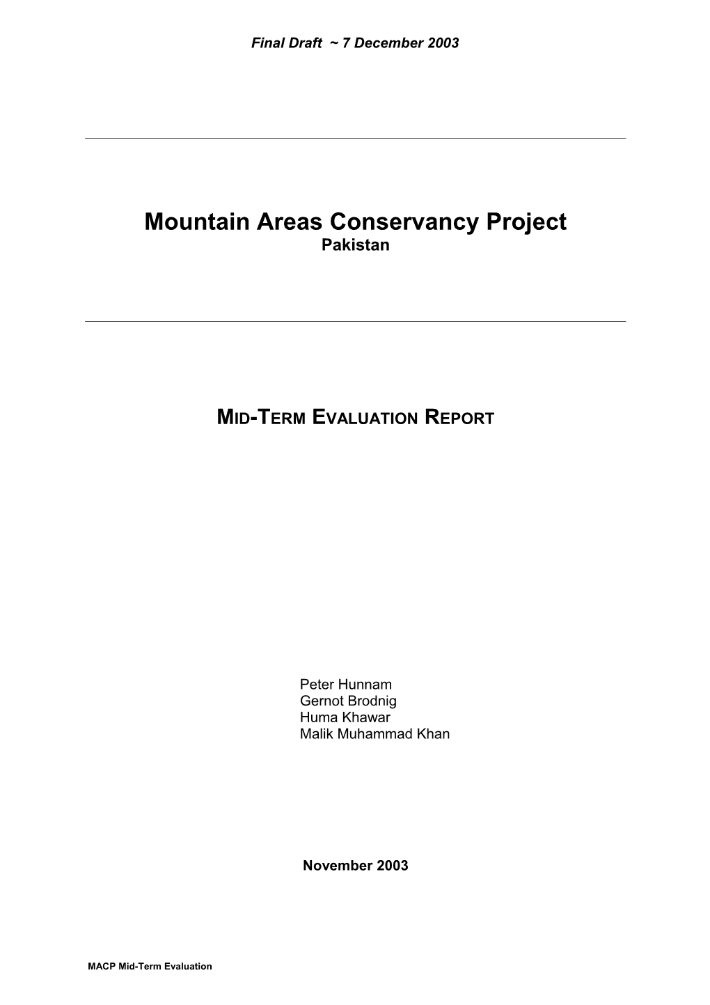 Mountain Areas Conservancy Project