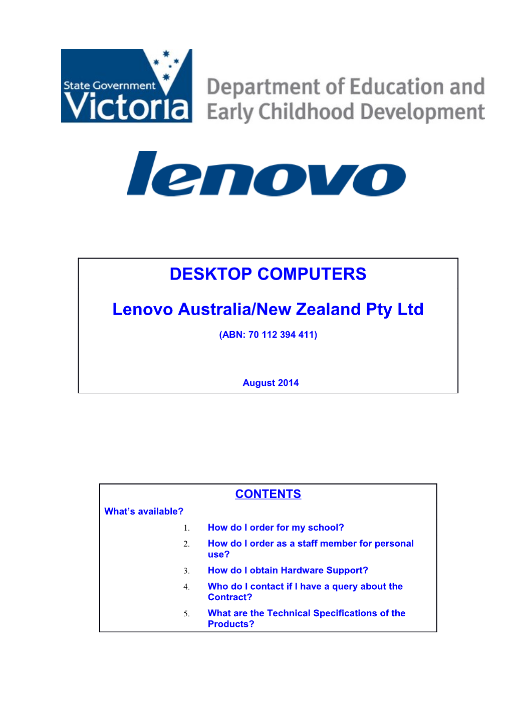 Lenovo Desktop Computer Pricing and Ordering