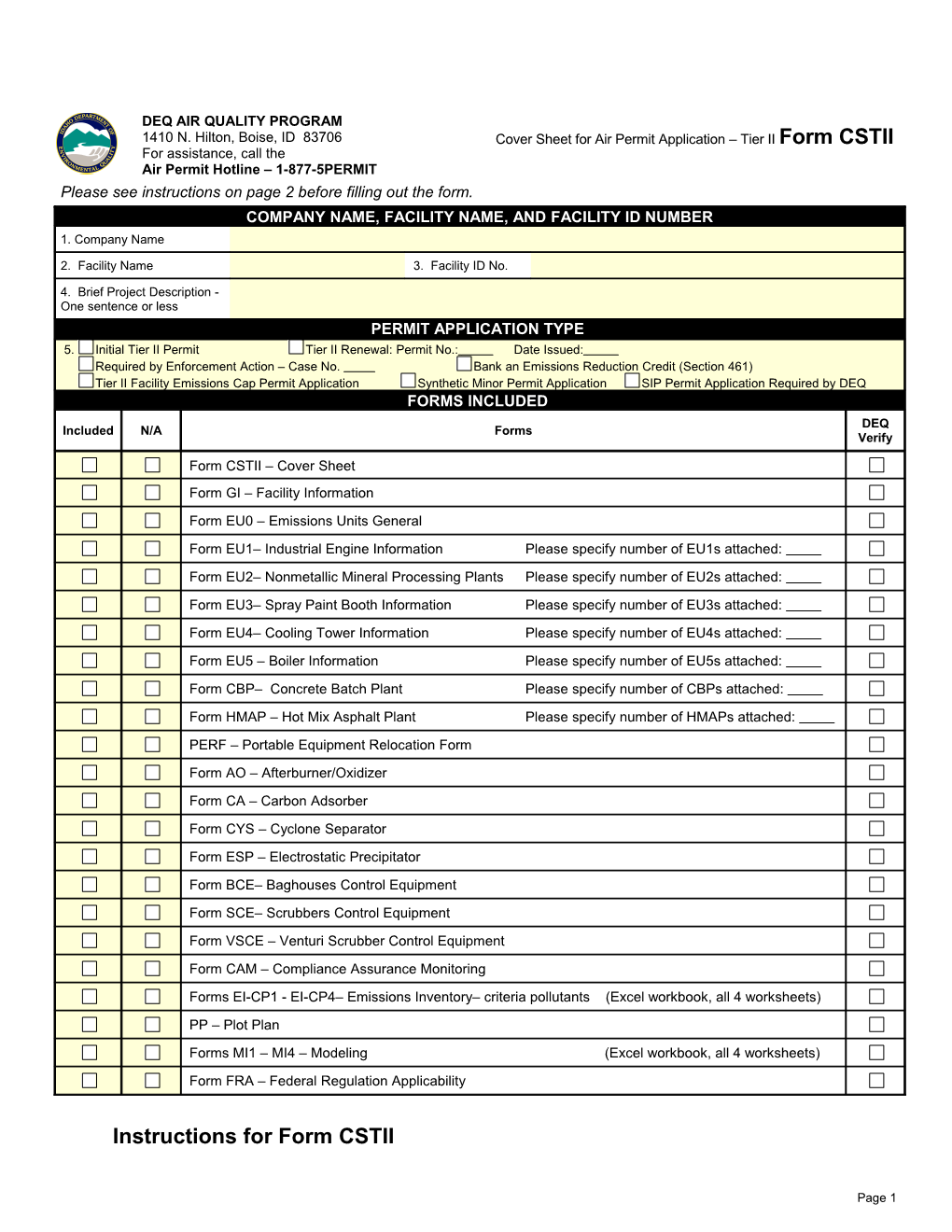 Company Name, Facility Name, and Facility ID Number