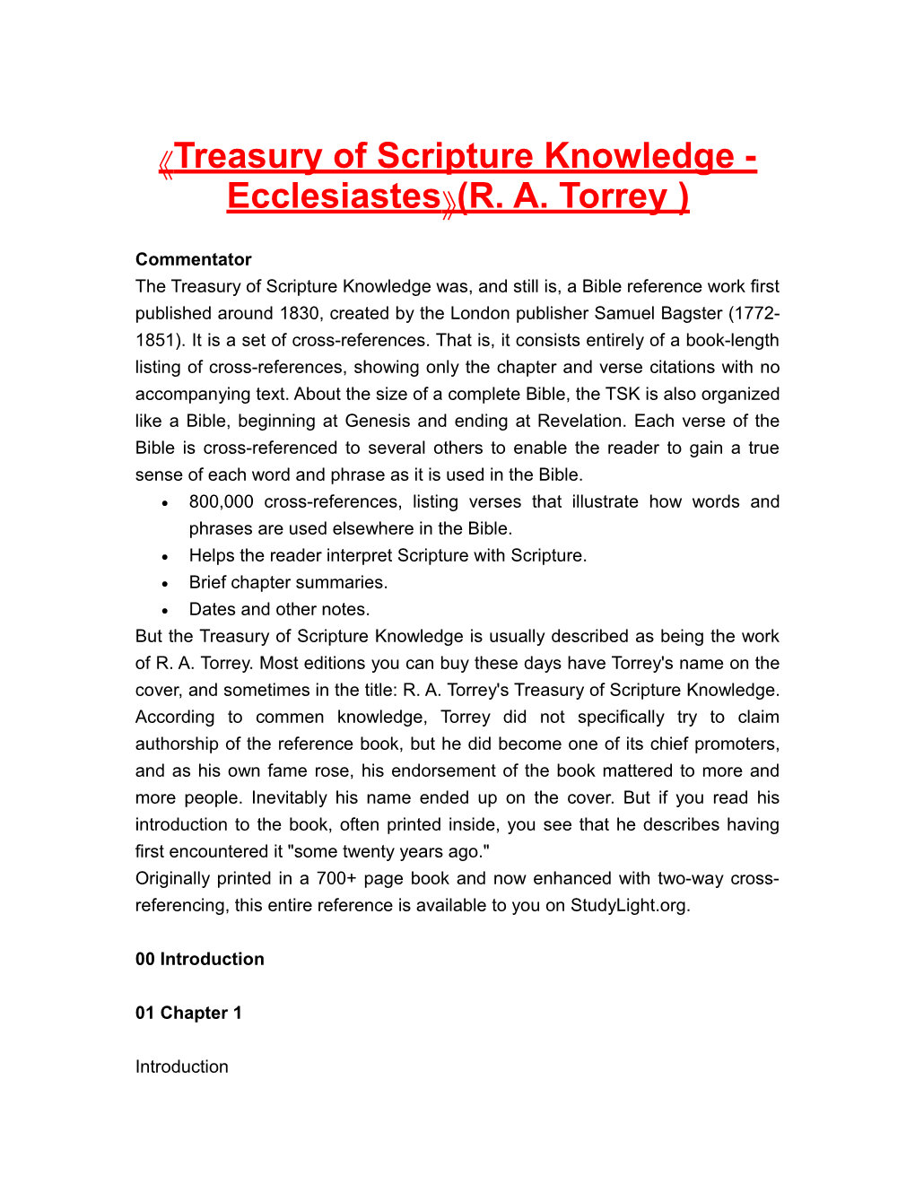 Treasuryofscriptureknowledge - Ecclesiastes (R. A.Torrey)