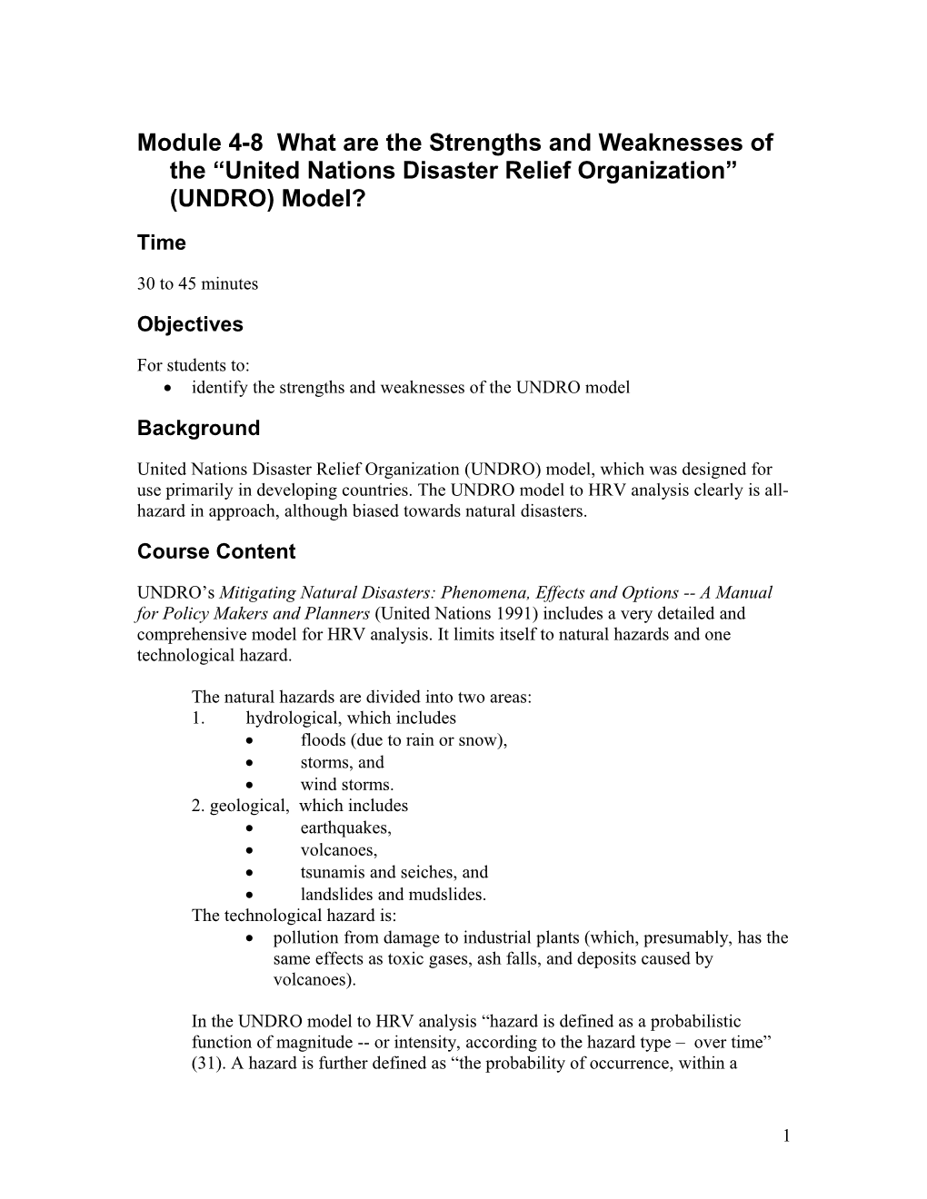Module 4-8 What Are the Strengths and Weaknesses of the United Nations Disaster Relief