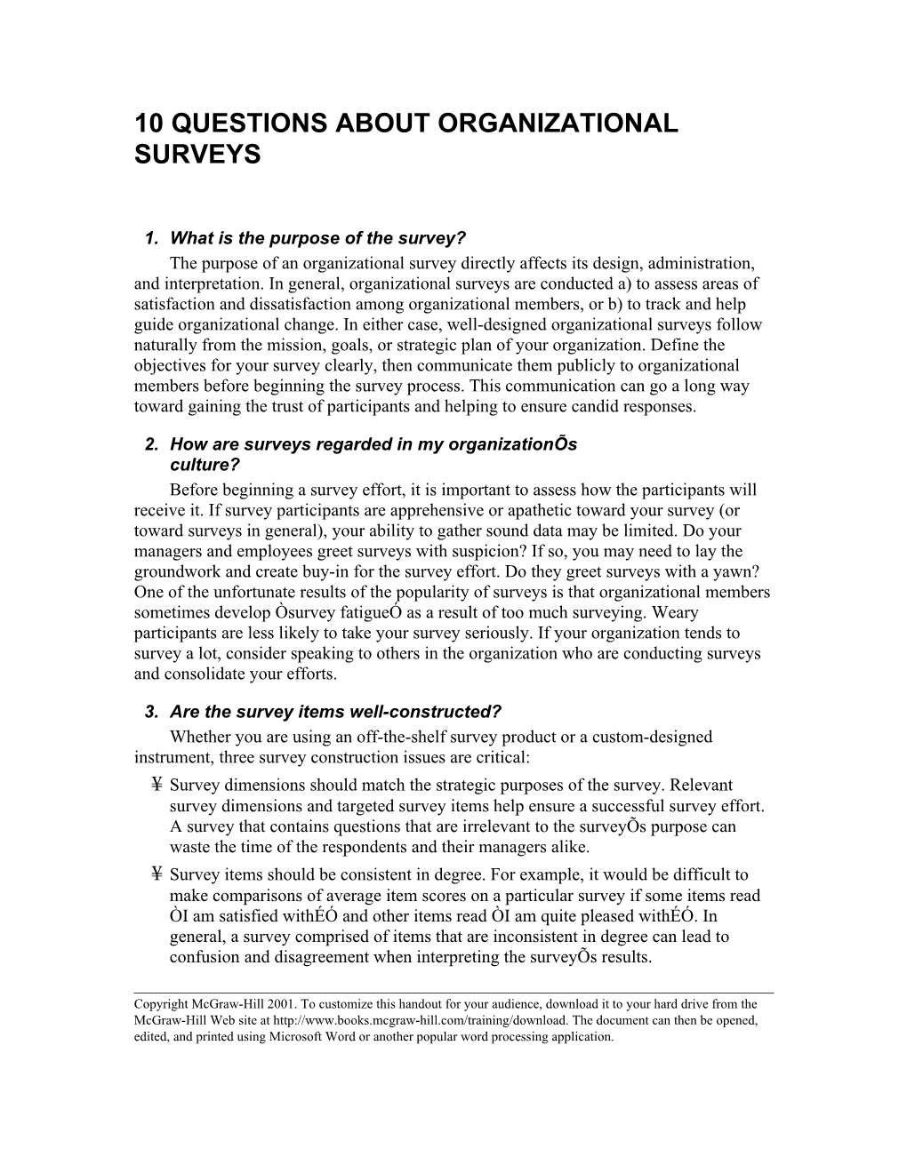 10 Questions About Organizational Surveys