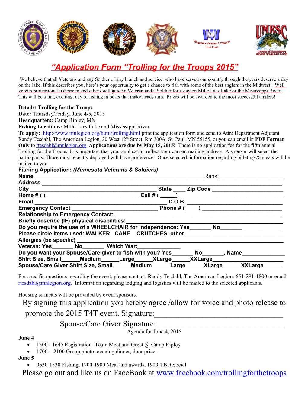 Application Form Trolling for the Troops 2015