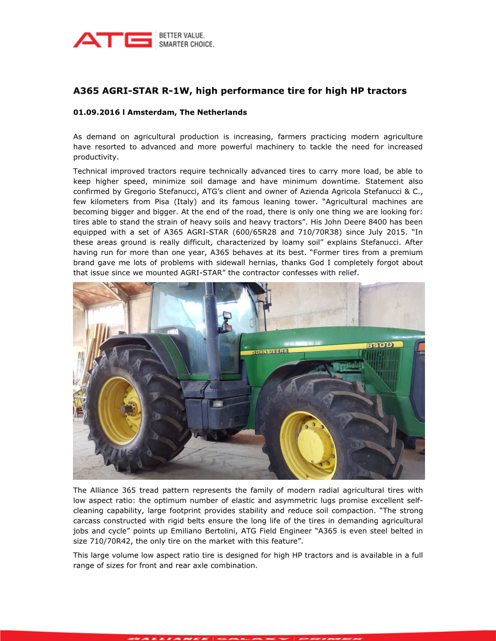 A365 AGRI-STAR R-1W, High Performance Tire for High HP Tractors