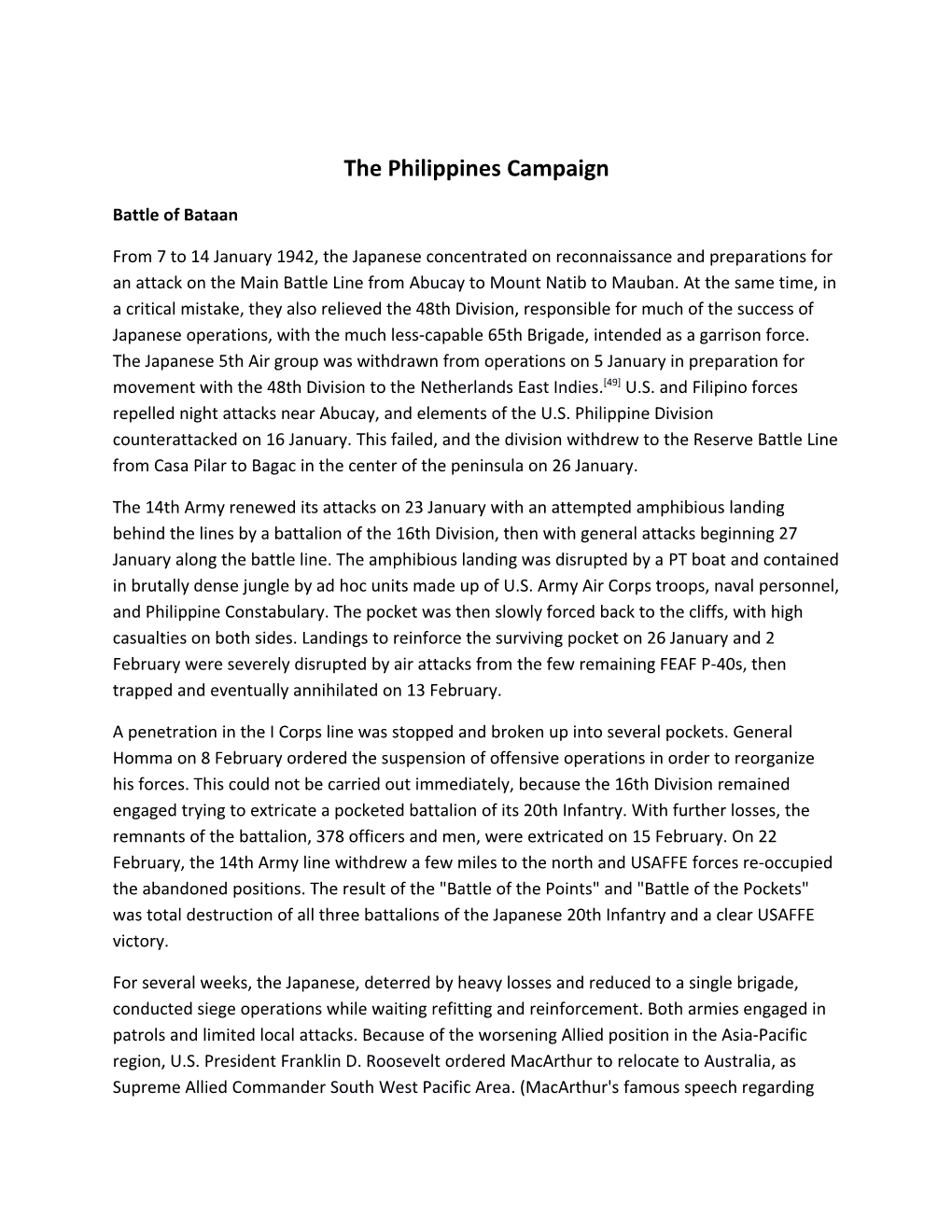 The Philippines Campaign