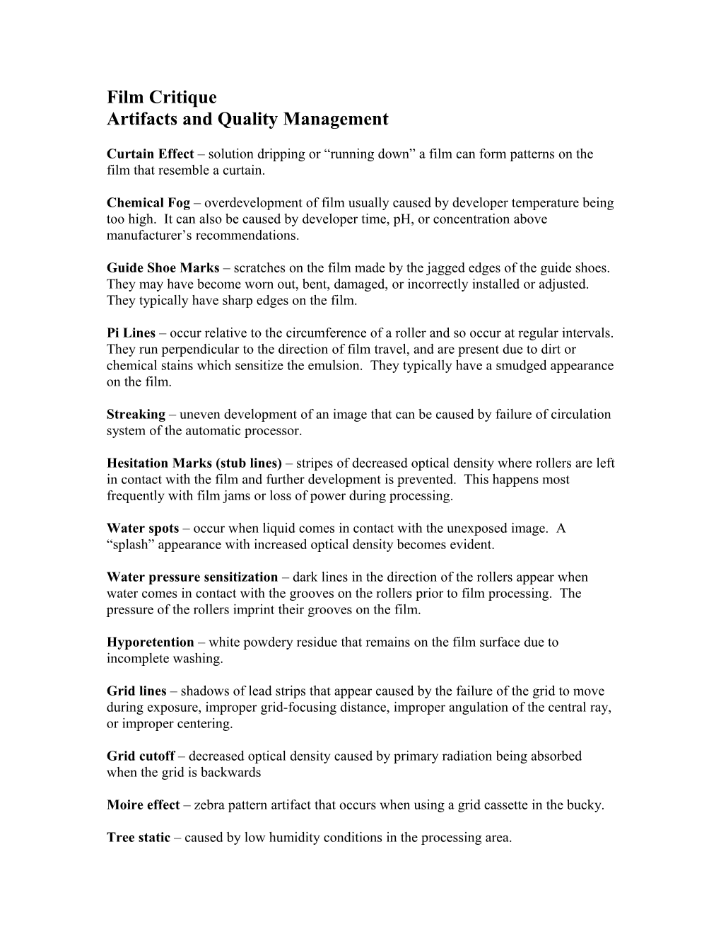 Artifacts and Quality Management