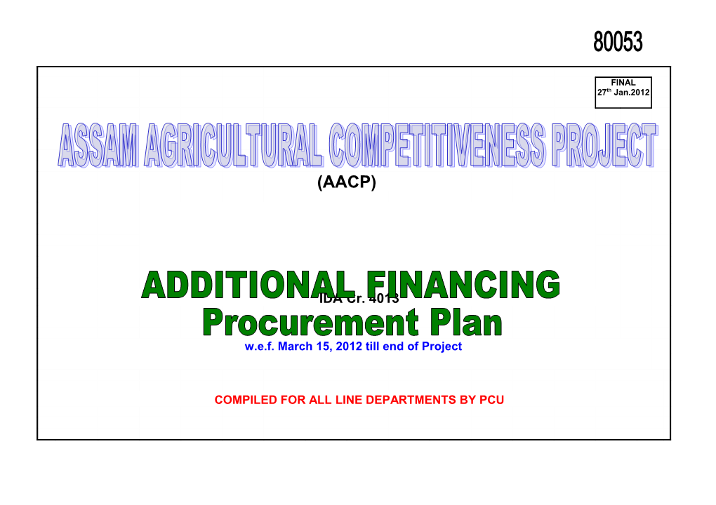 Assam Agricultural Competitiveness Project (AACP): Additional Financing