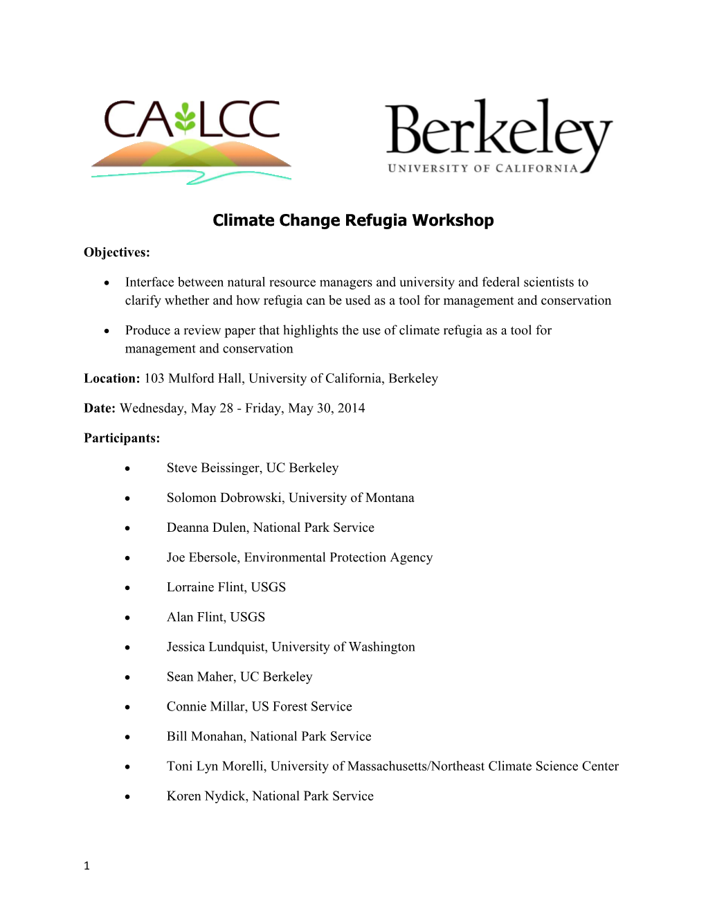 Climate Change Refugia Workshop
