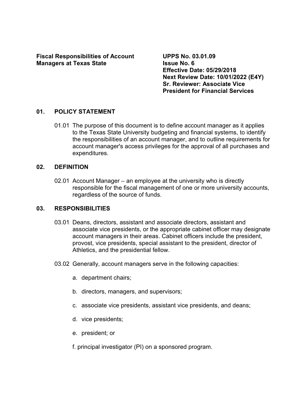 Fiscal Responsibilities of Accountupps No. 03.01.09