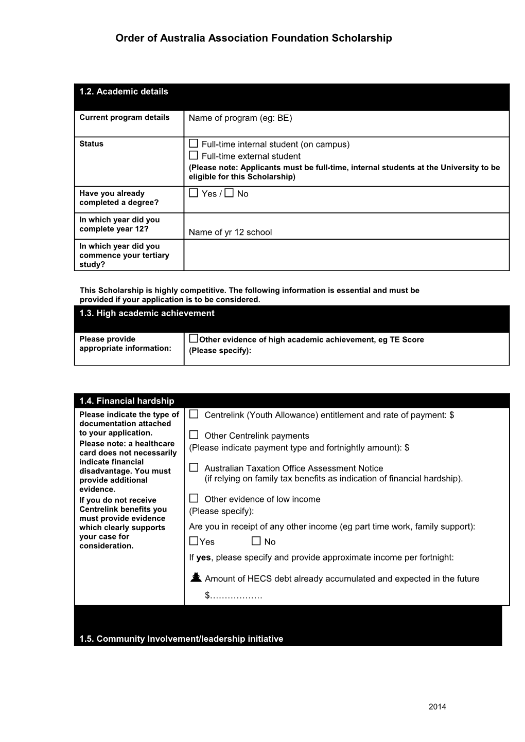 Suggested 2007 Application Form