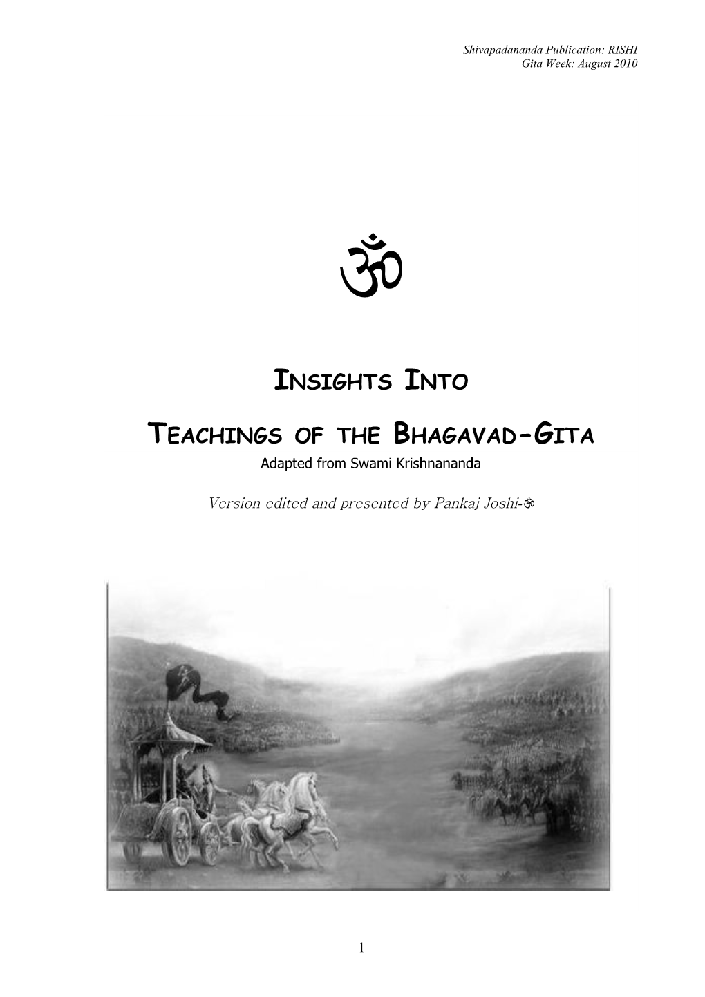 The Teachings of the Bhagavadgita