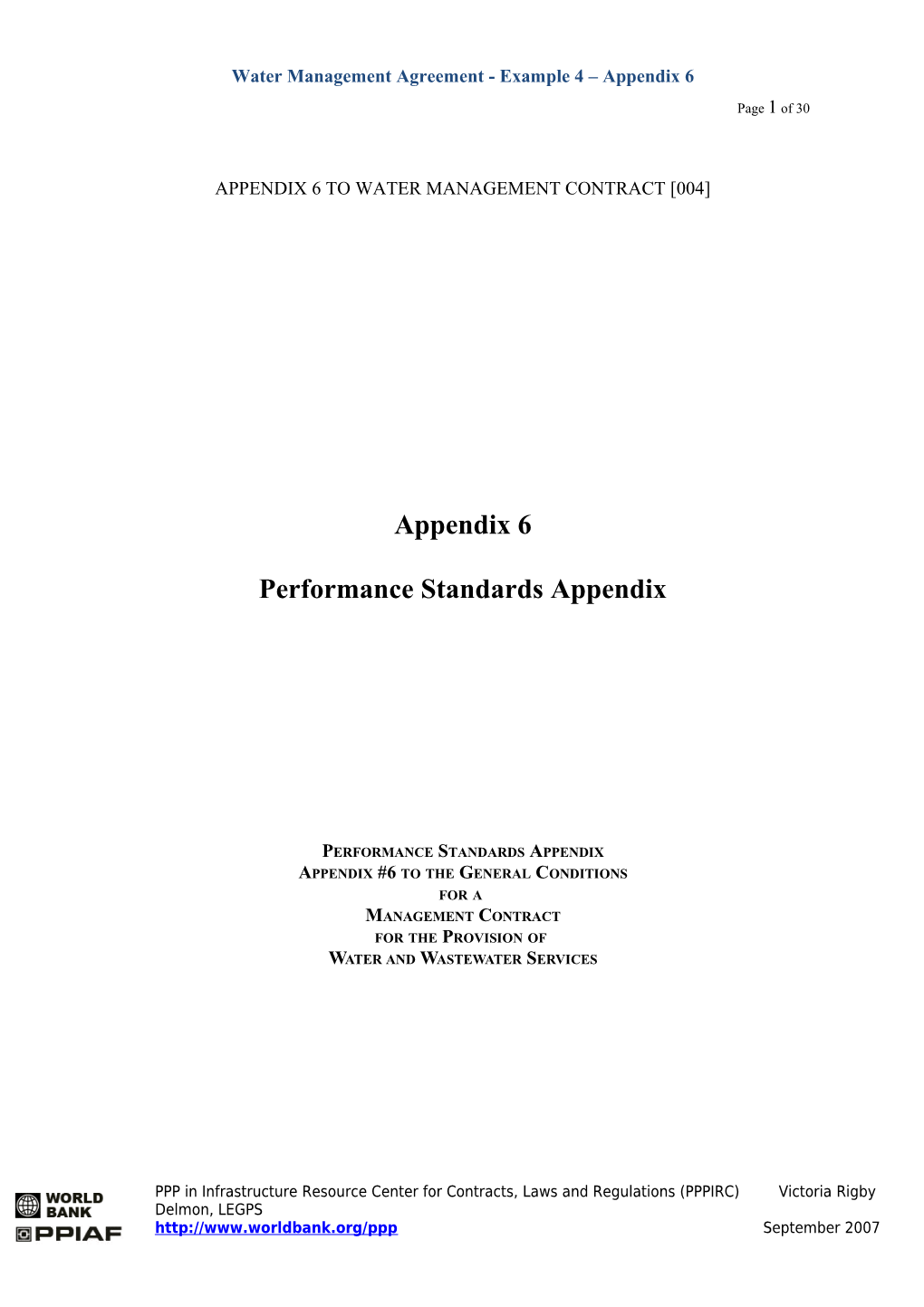 Appendix 6 to Water Management Contract 004