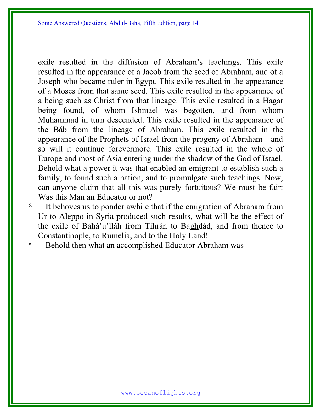 Some Answered Questions, Abdul-Baha, Fifth Edition, Page 14