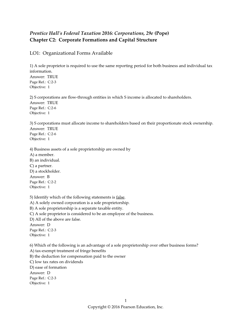 Prentice Hall's Federal Taxation 2016: Corporations, 29E (Pope)