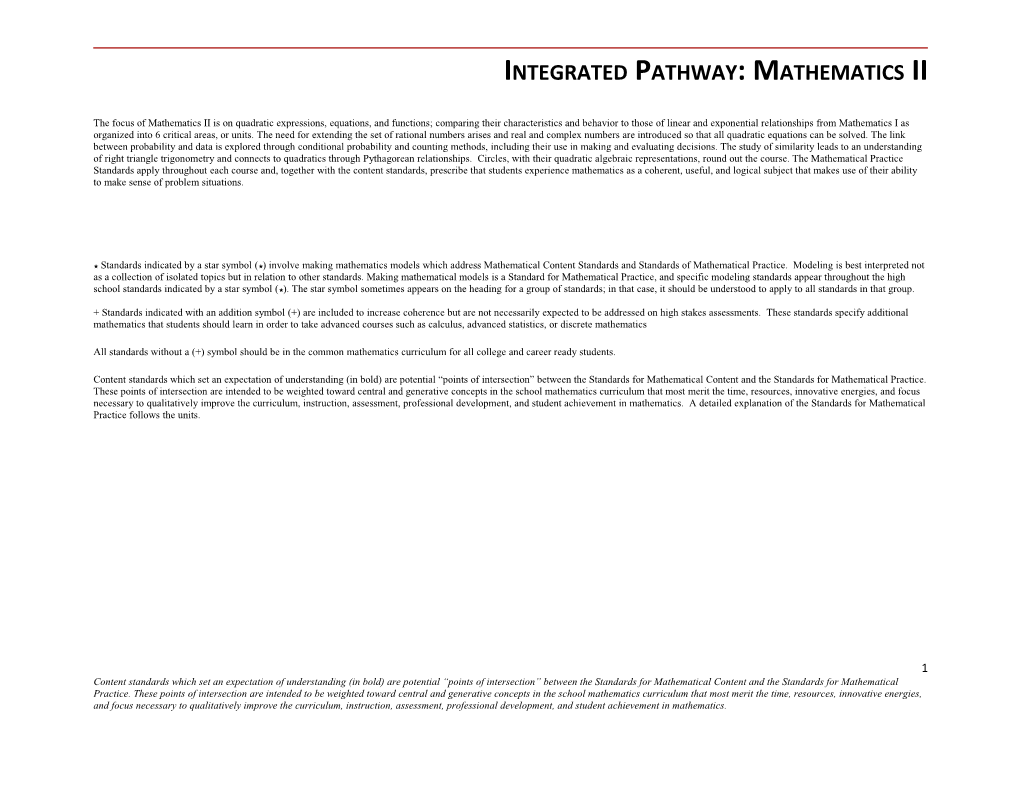 Integrated Pathway: Mathematics II