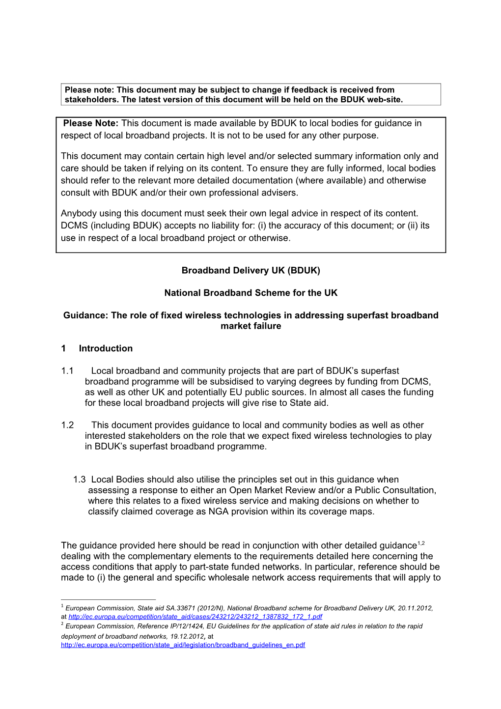 National Broadband Scheme for the UK