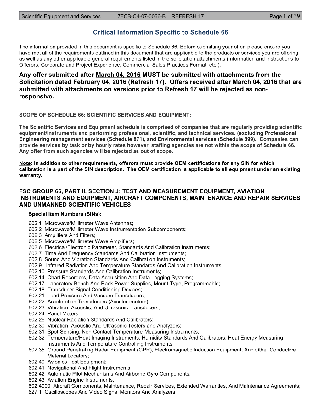 Scientific Equipment and Services7fcb-C4-07-0066-B REFRESH 17Page 1 of 38