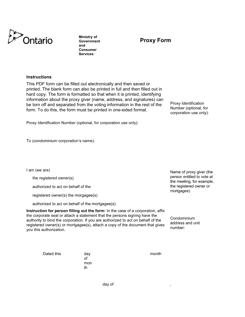 Proxy Identification Number (Optional, for Corporation Use Only)