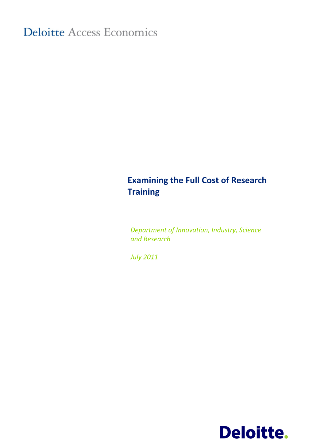 Examining the Full Cost of Research Training