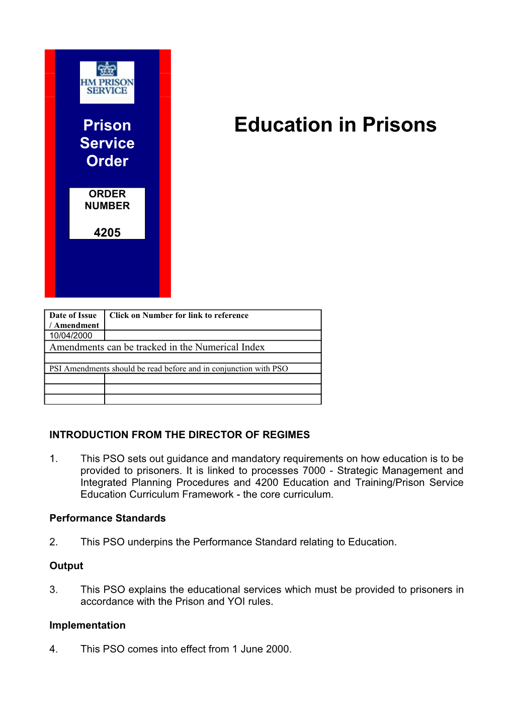 PSO 4205 - Education in Prisons