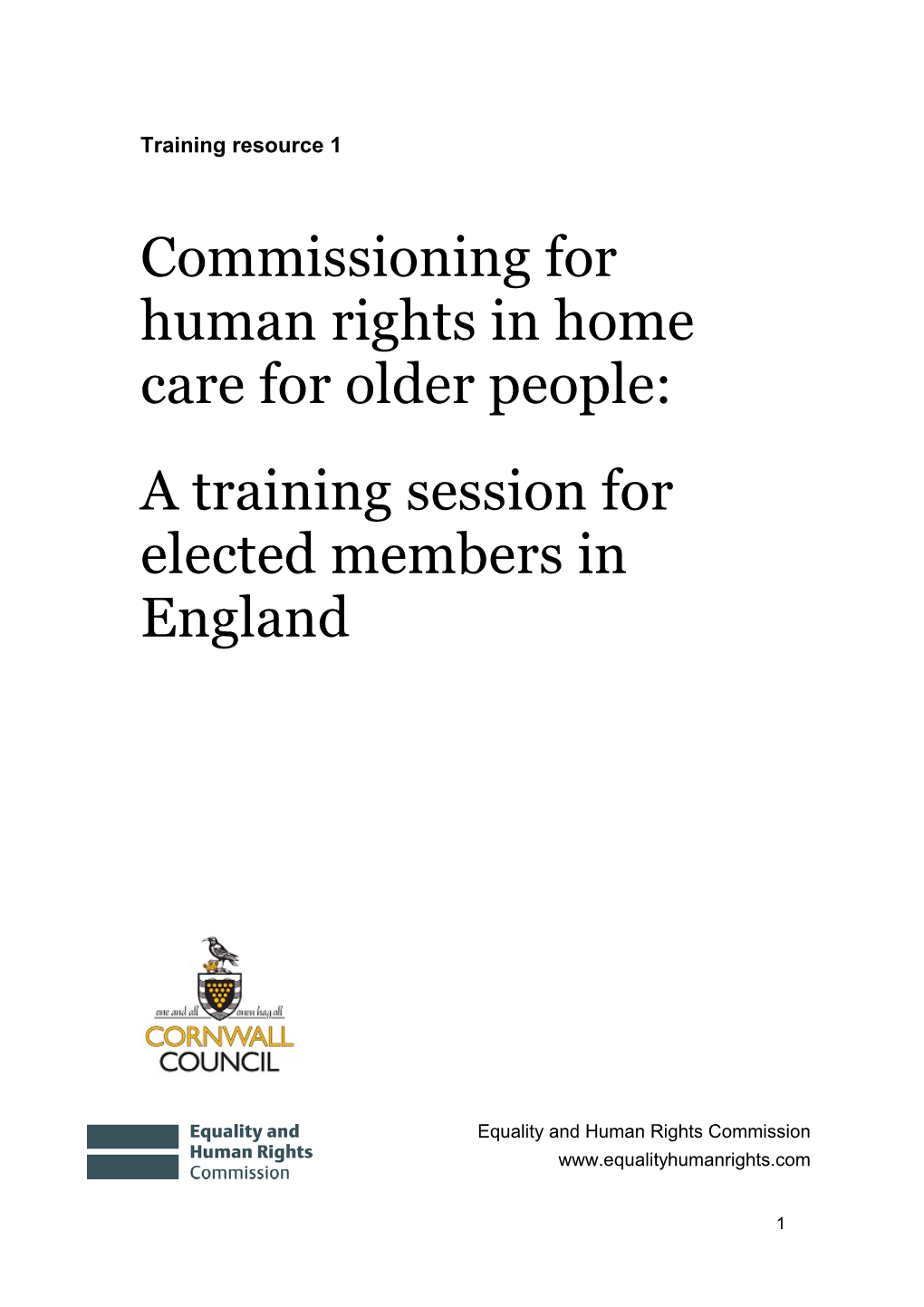 Commissioning for Human Rights in Homecare for Older People: Training Session