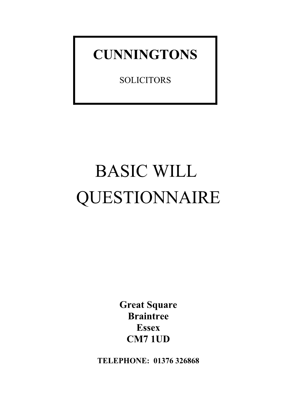 Basic Will Questionnaire