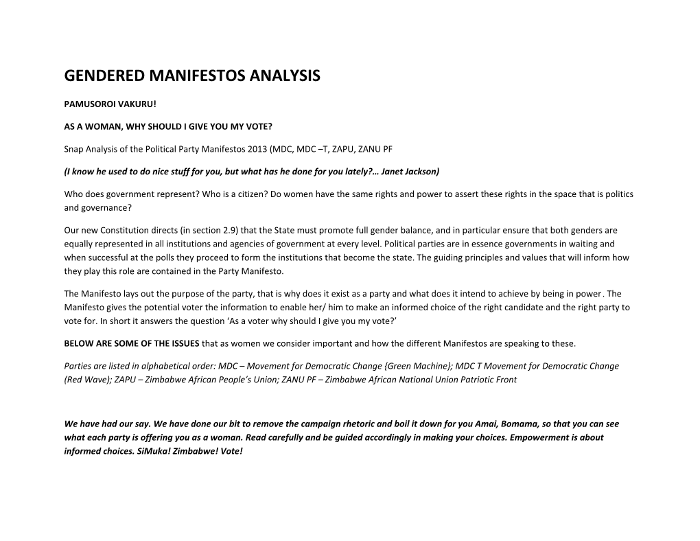 Gendered Manifestos Analysis