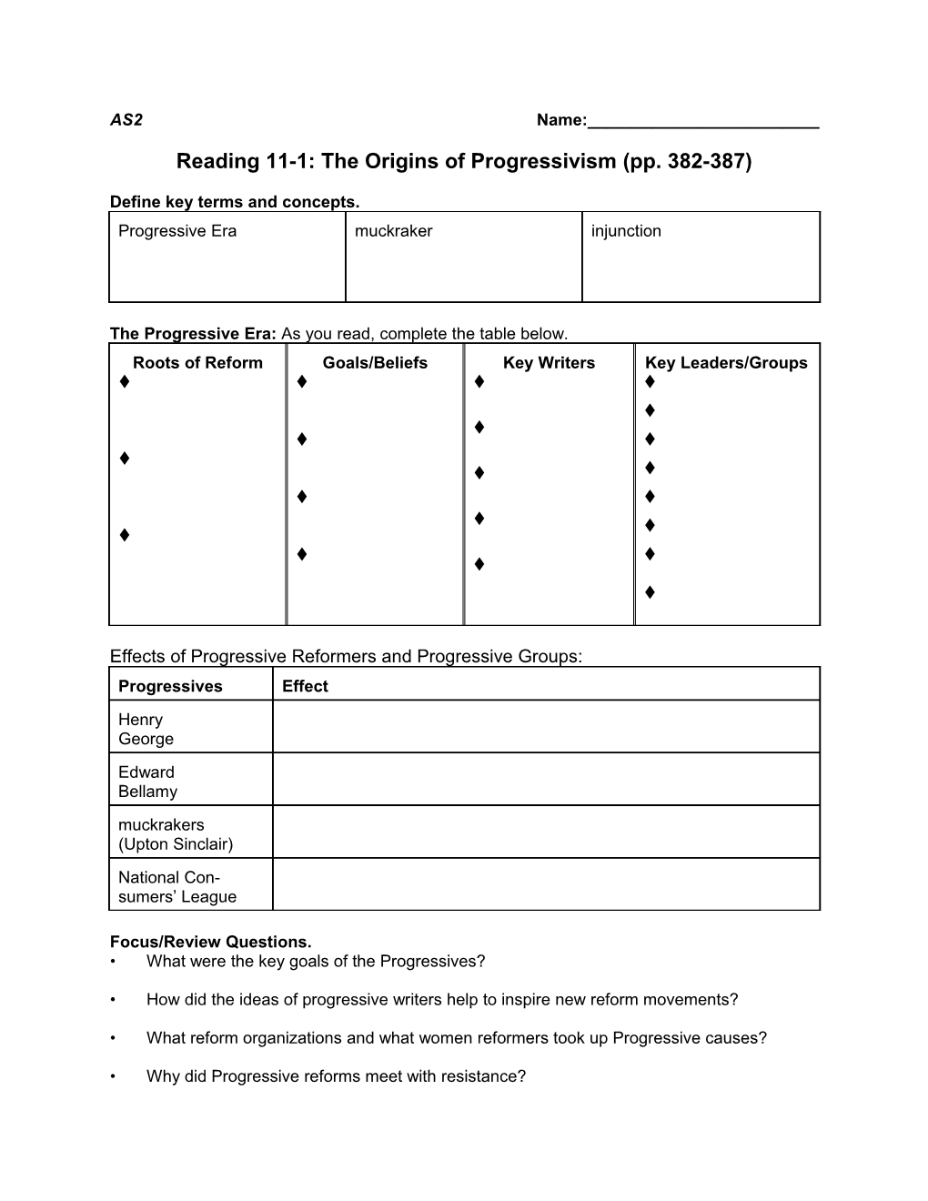 Reading 11-1: the Origins of Progressivism (Pp. 382-387)