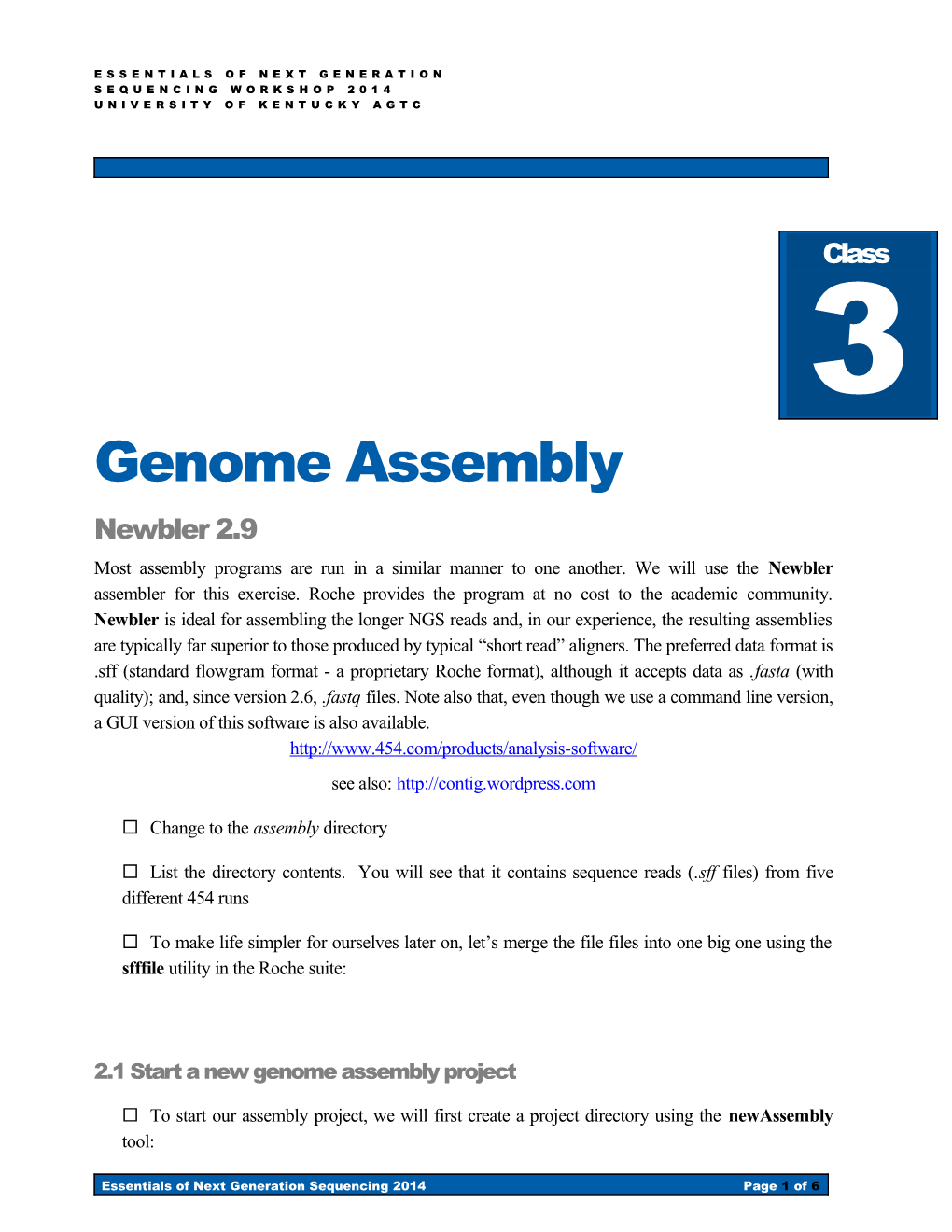 Essentials of Next Generation Sequencing 2014Page 1 of 6