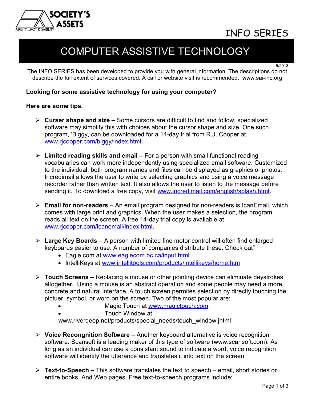 Looking for Some Assistive Technology for Using Your Computer?