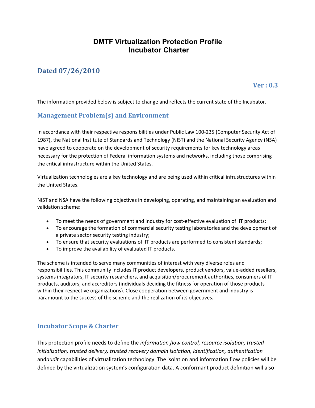 DMTF Cloud Management Interface WG Charter Proposal