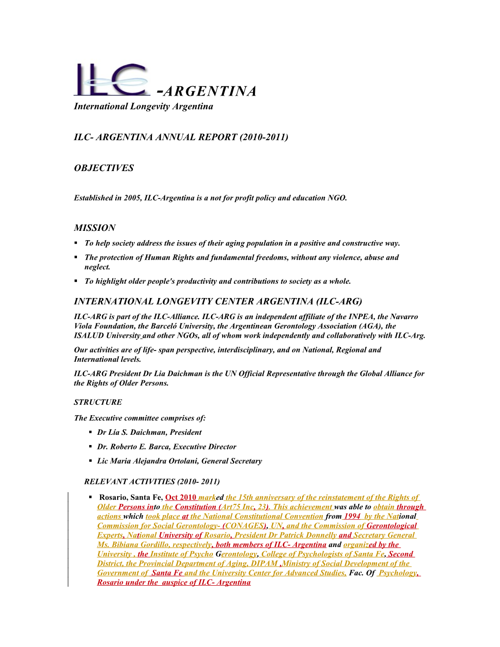 Ilc- Argentina Annual Report(2010-2011)