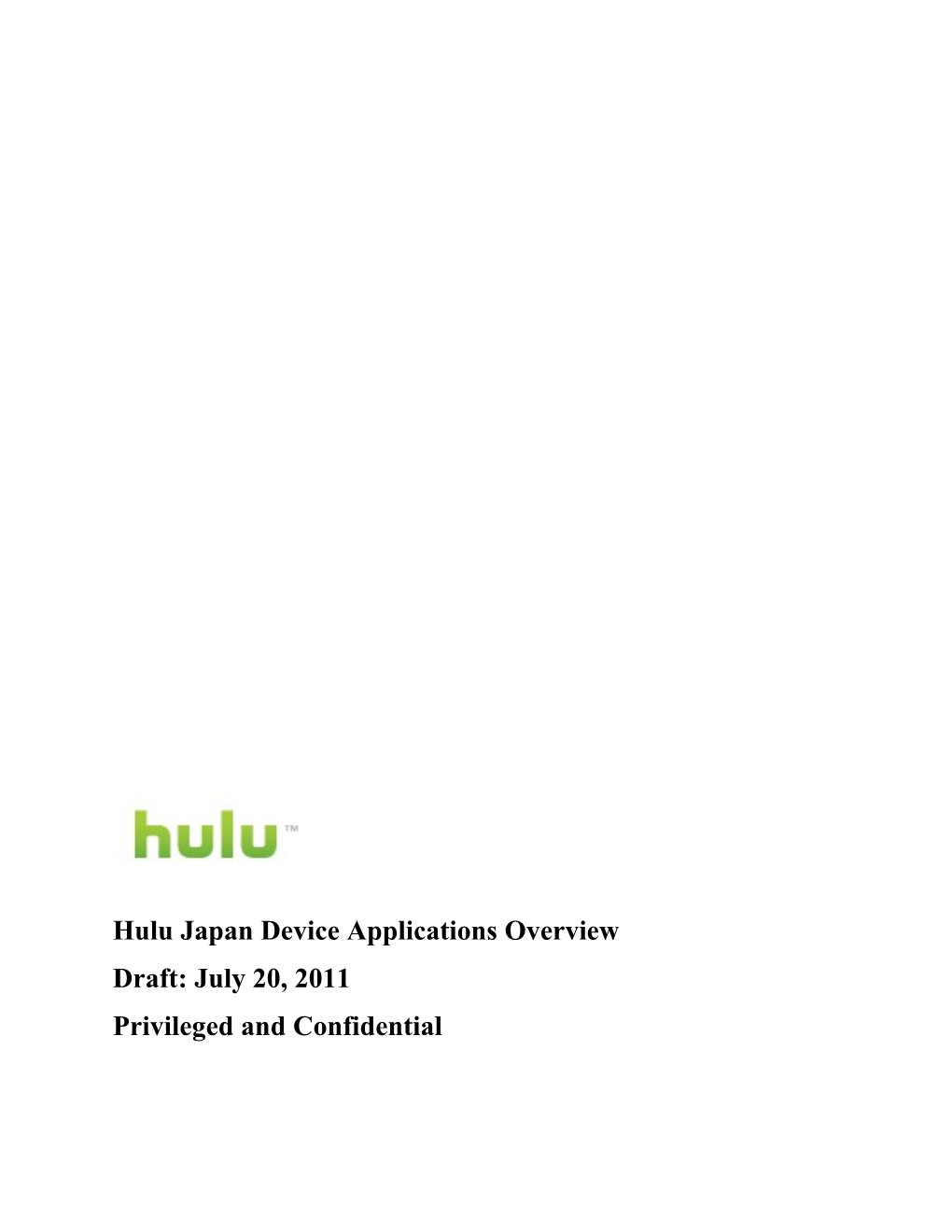 Hulu Japan Device Applications Overview