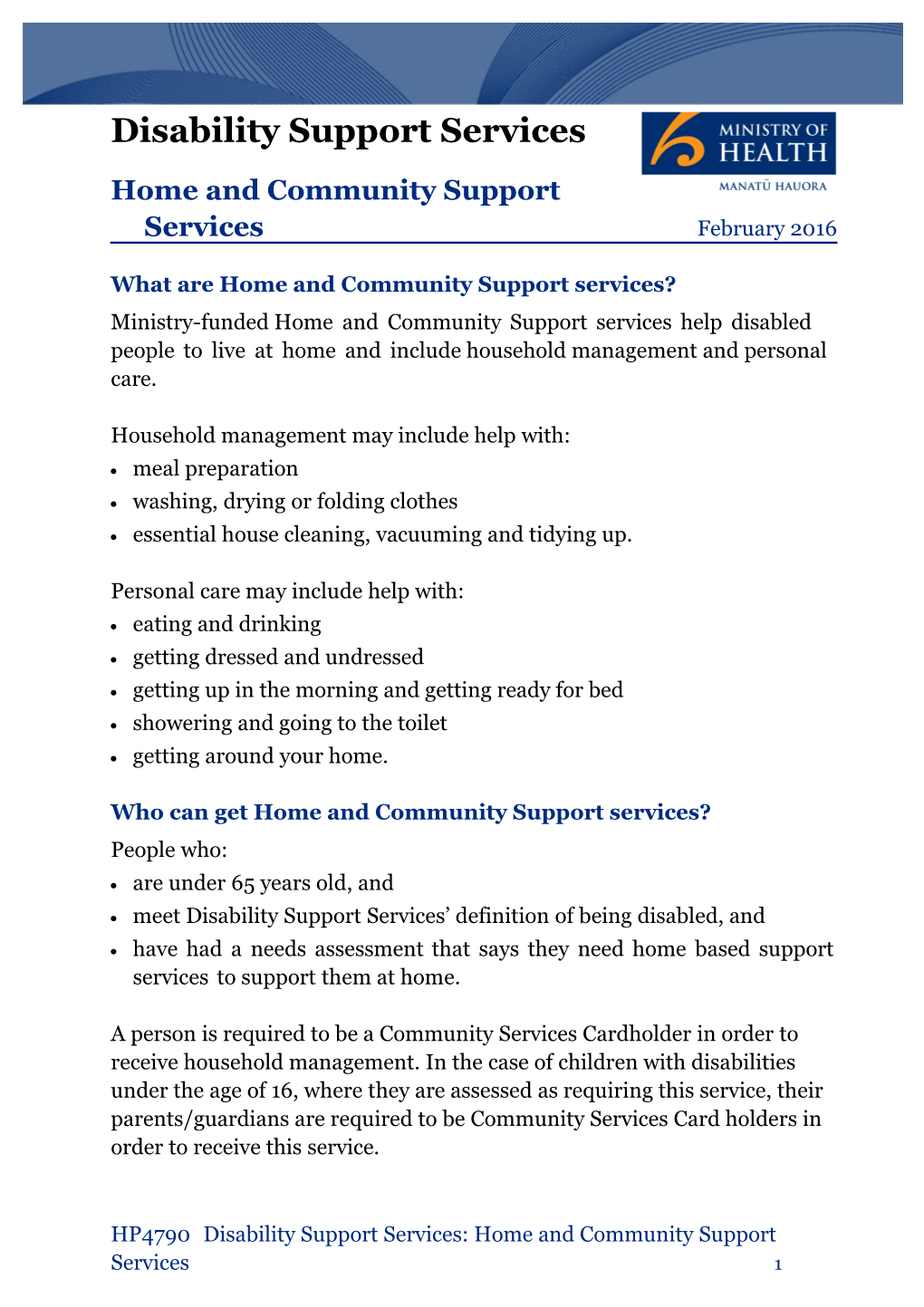 Home and Community Support Services