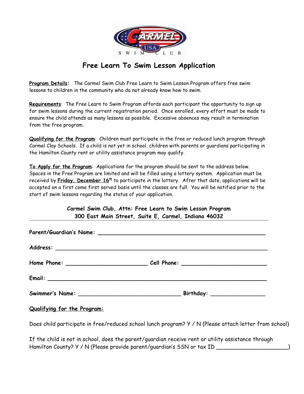 Free Learn to Swim Lesson Application