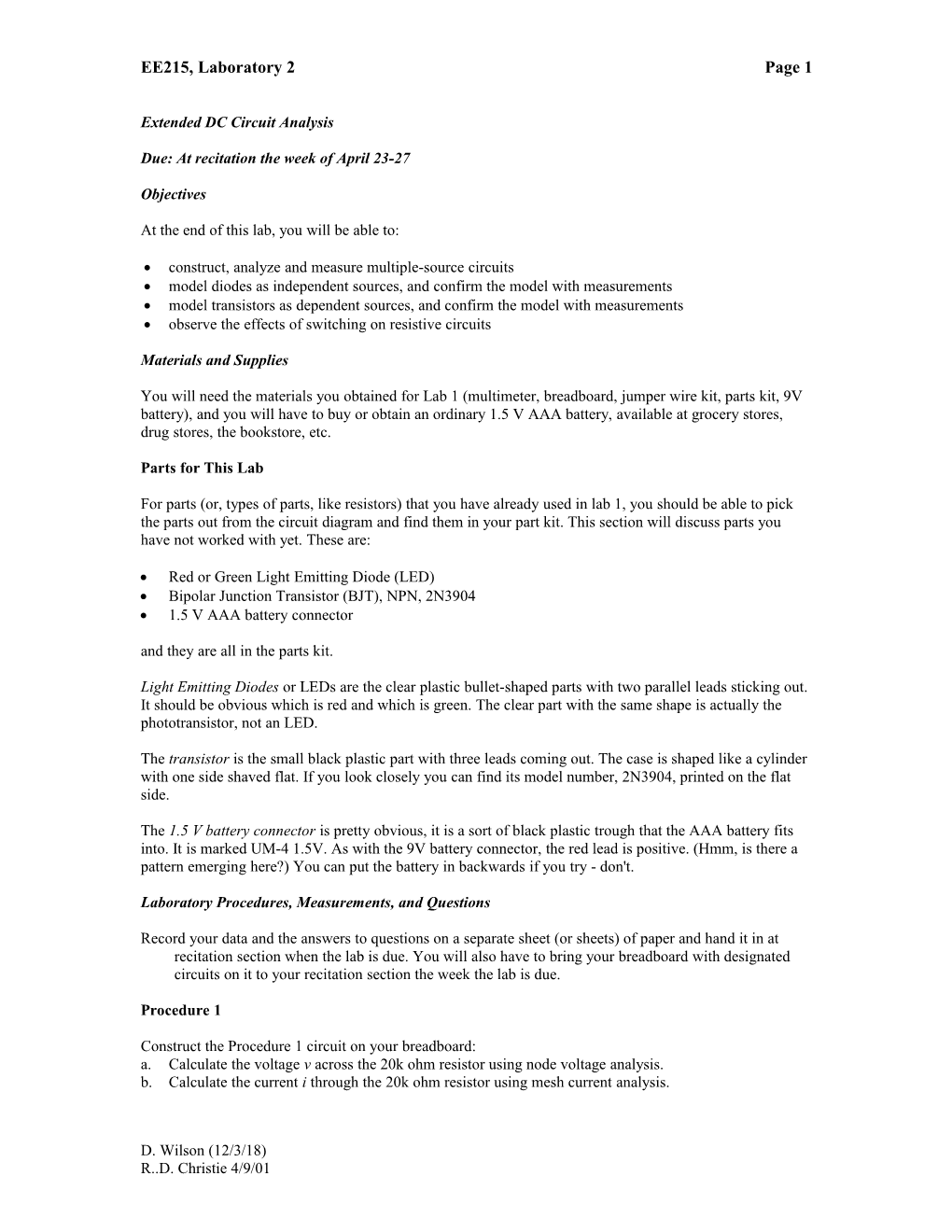 Extended DC Circuit Analysis