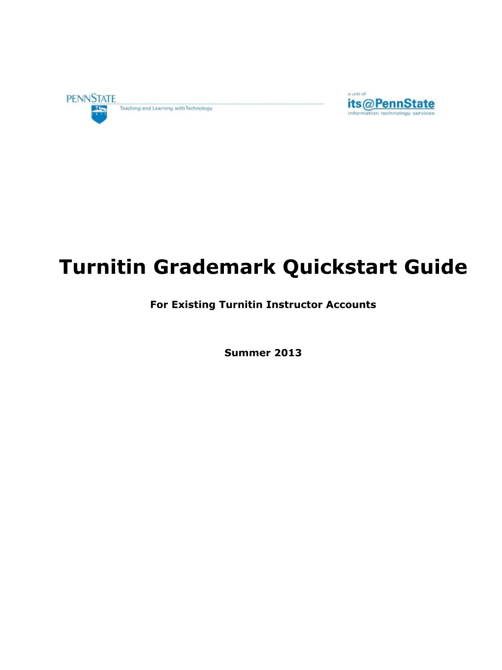Turnitin Grademark Quickstart Guide