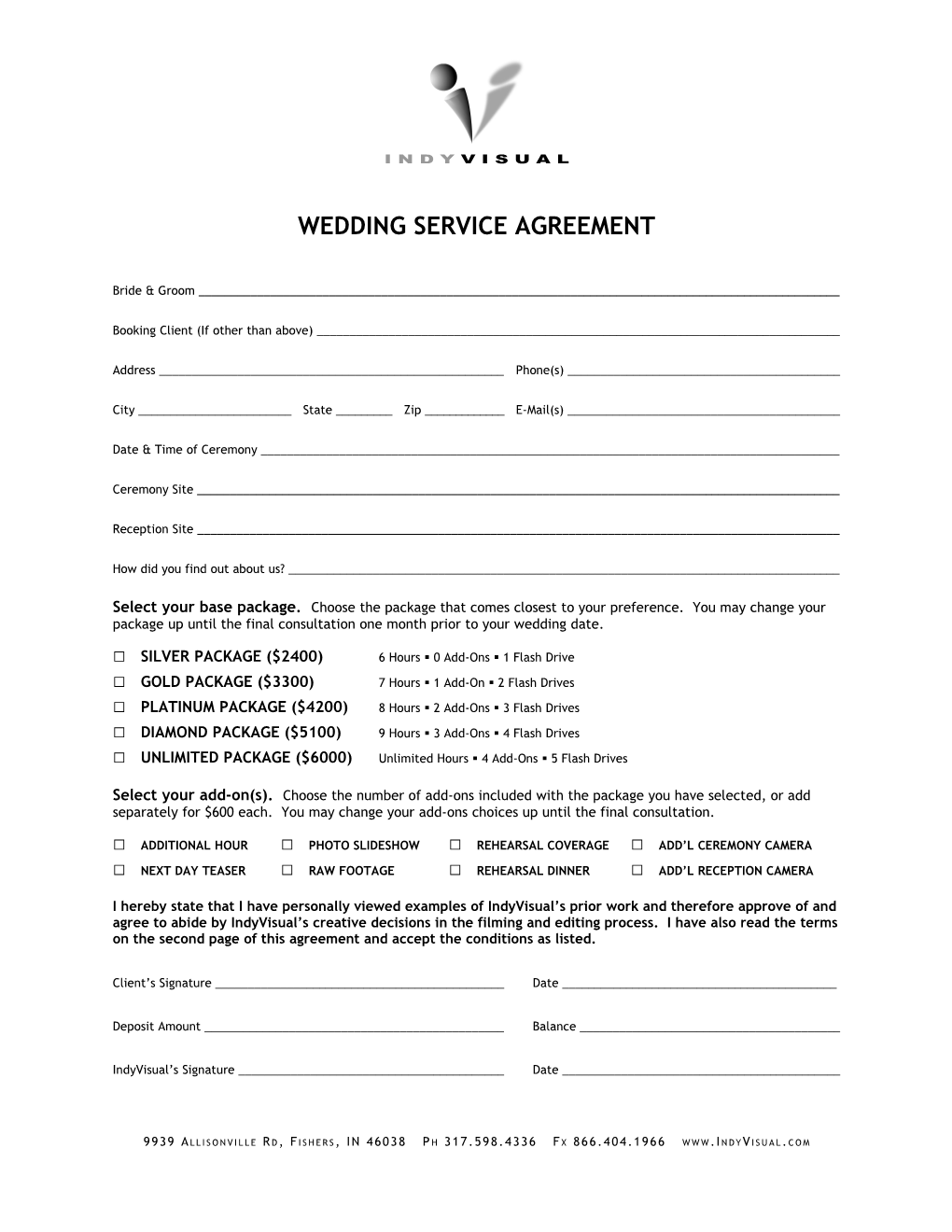 Wedding Service Agreement