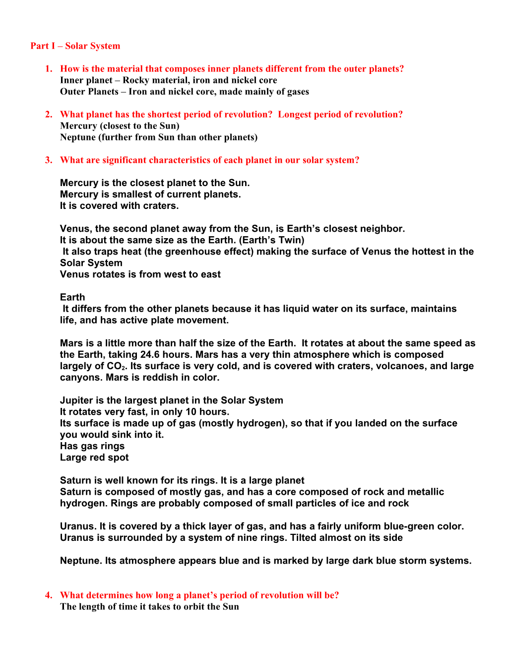Study Guide: Use Your Notes and Handouts to Answer the Following Questions