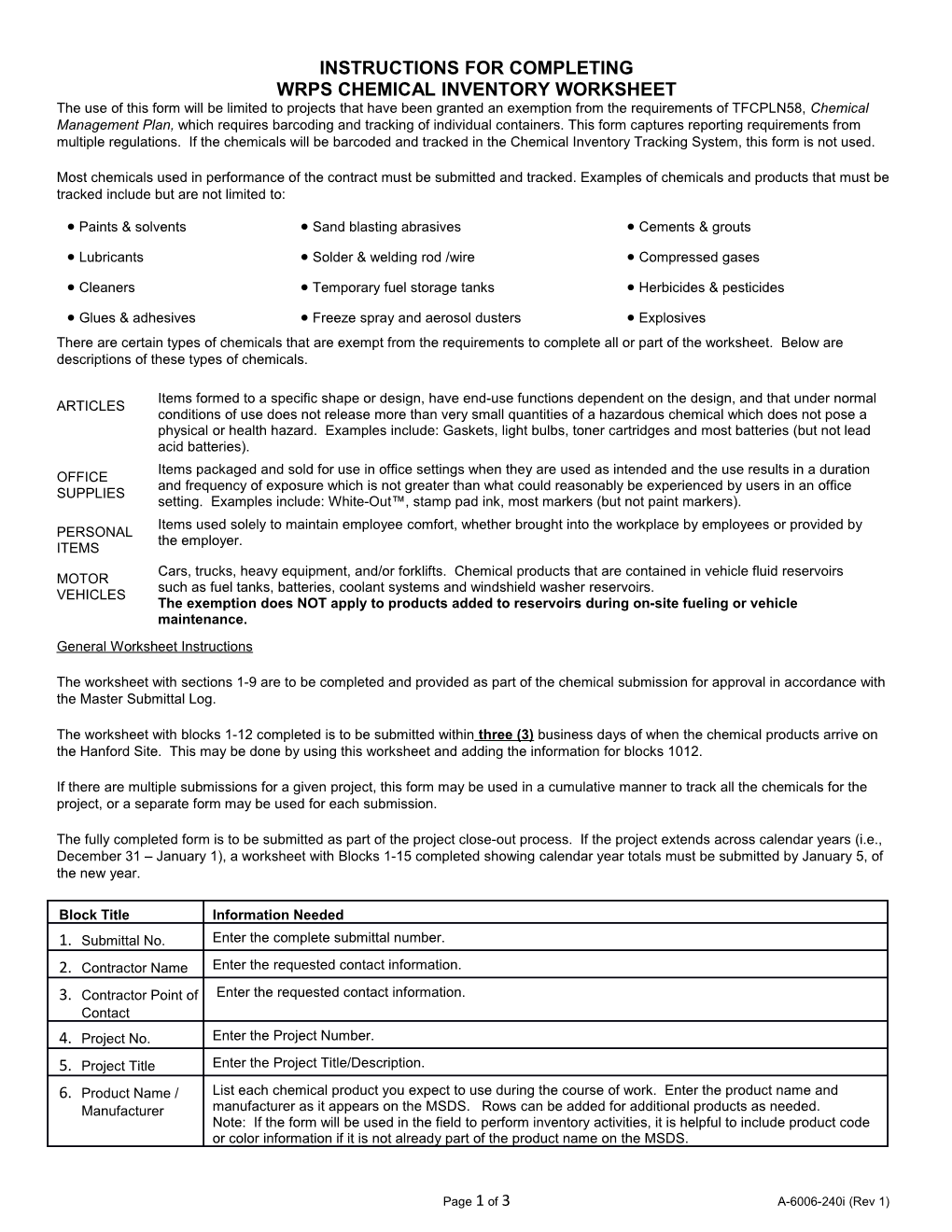 Wrps Chemical Inventory Worksheet