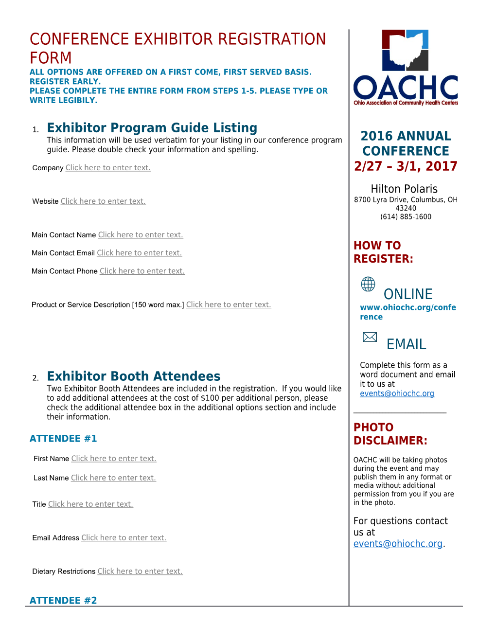 Exhibitor Program Guide Listing