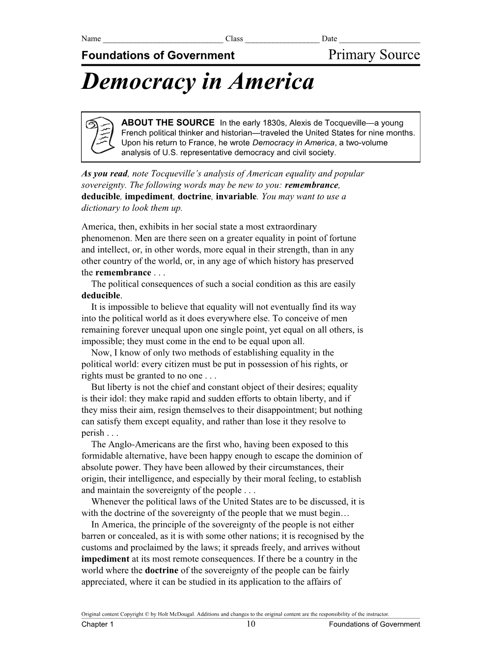 Democracy in Americacontinuedprimary Source