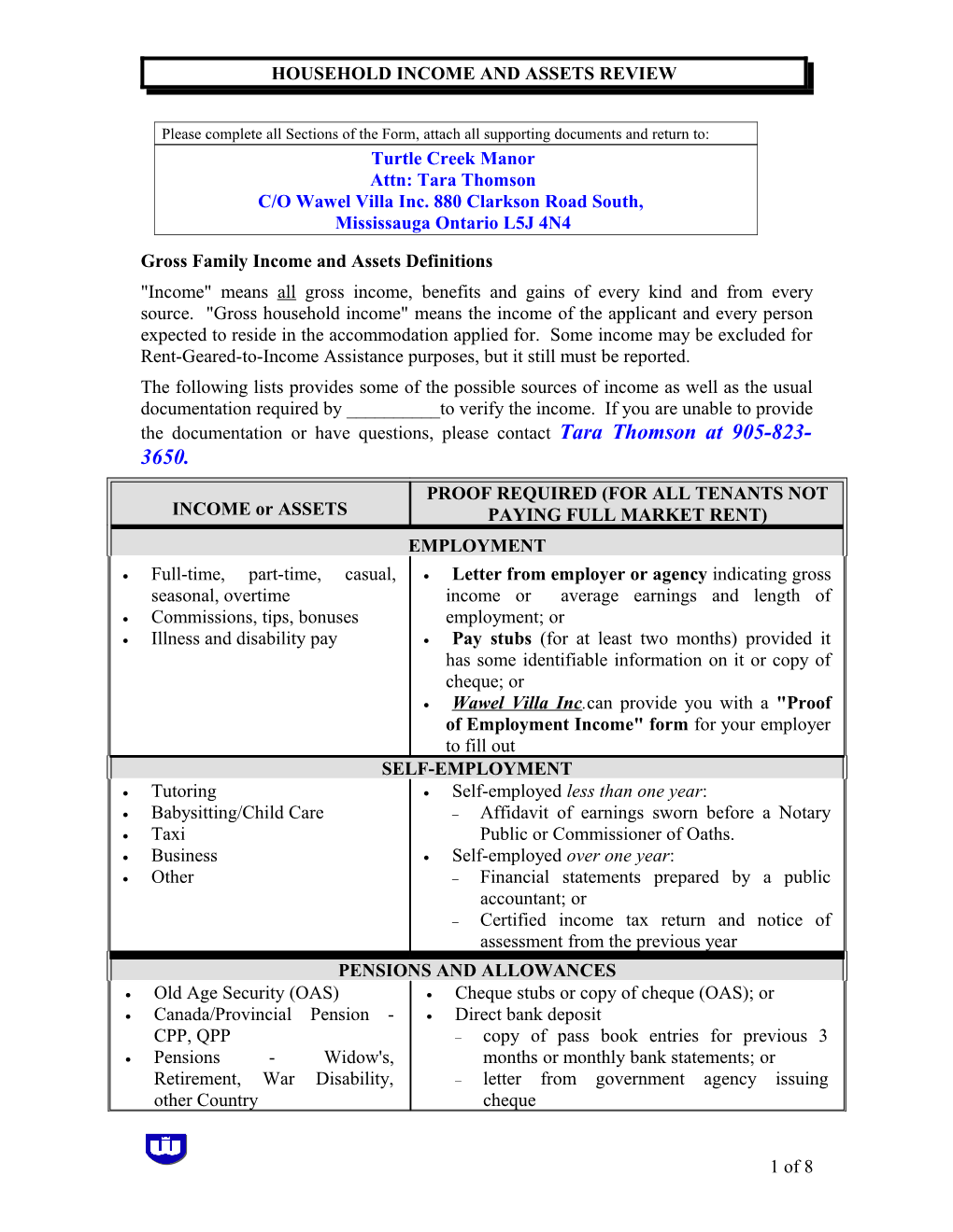 Household Income and Assets Review