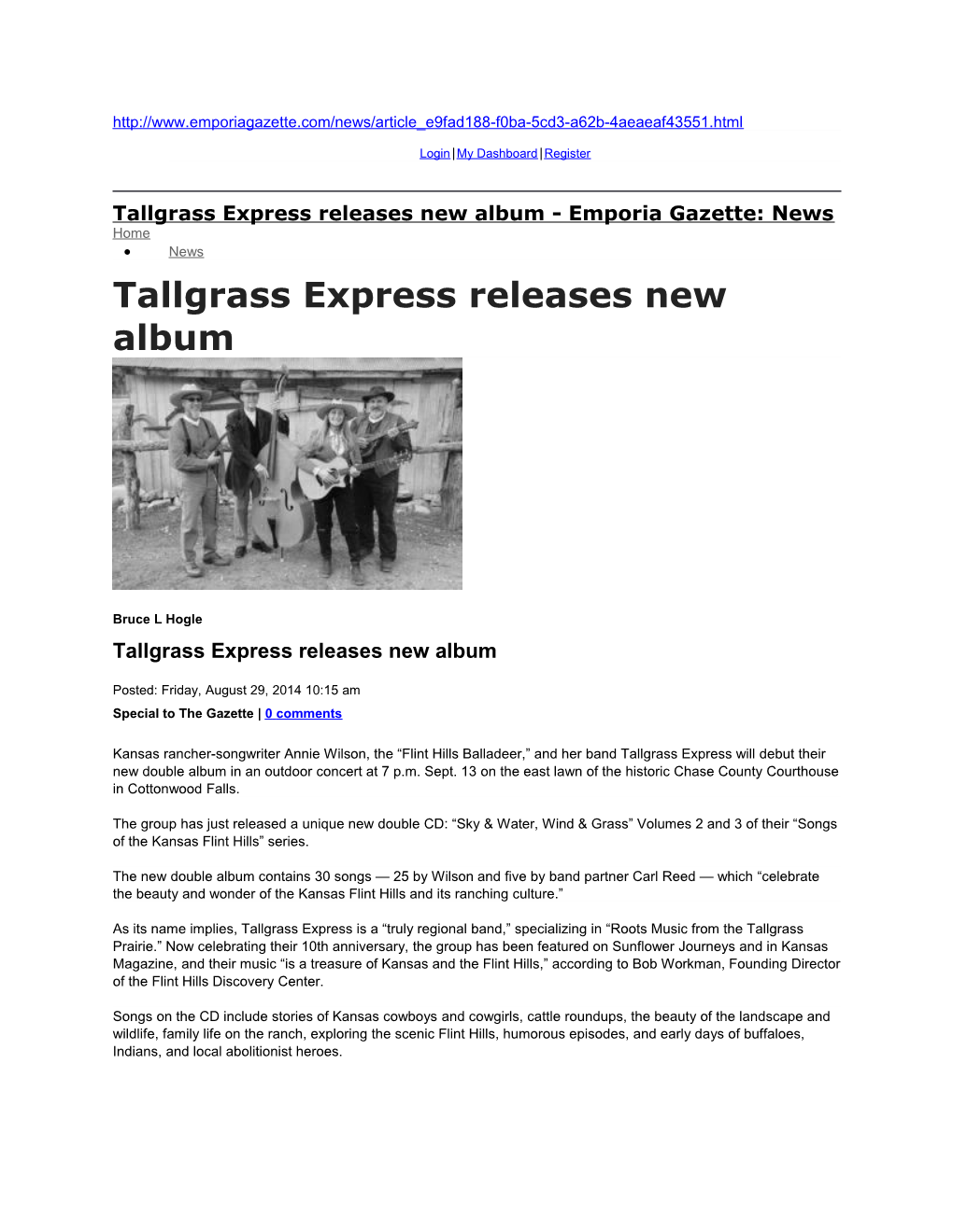 Tallgrass Express Releases New Album - Emporia Gazette: News