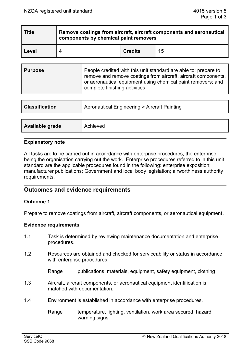 4015 Remove Coatings from Aircraft, Aircraft Components and Aeronautical Components By