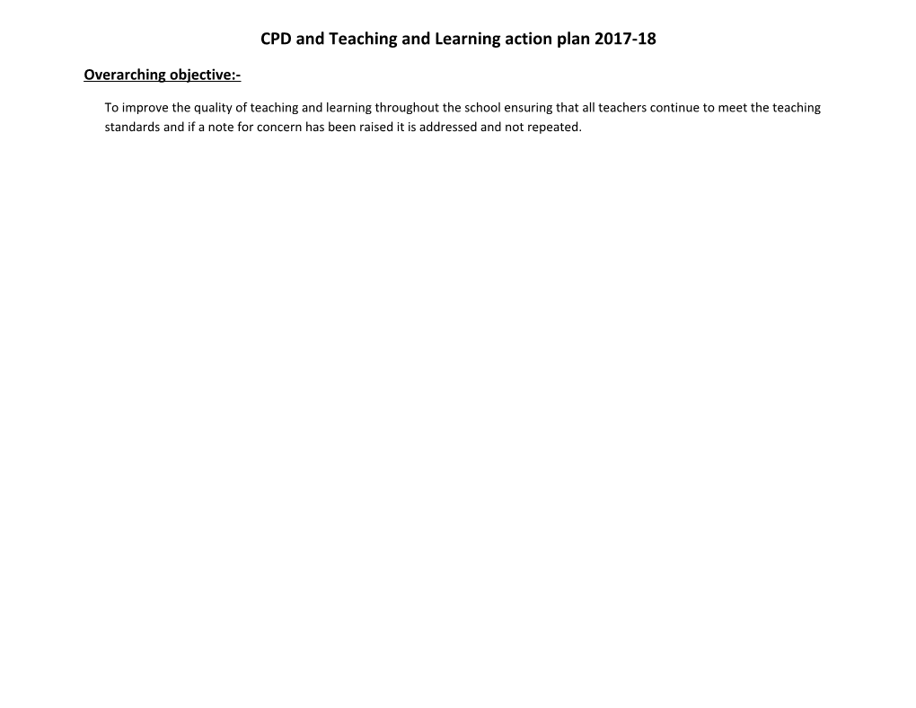 CPD and Teaching and Learning Action Plan 2017-18