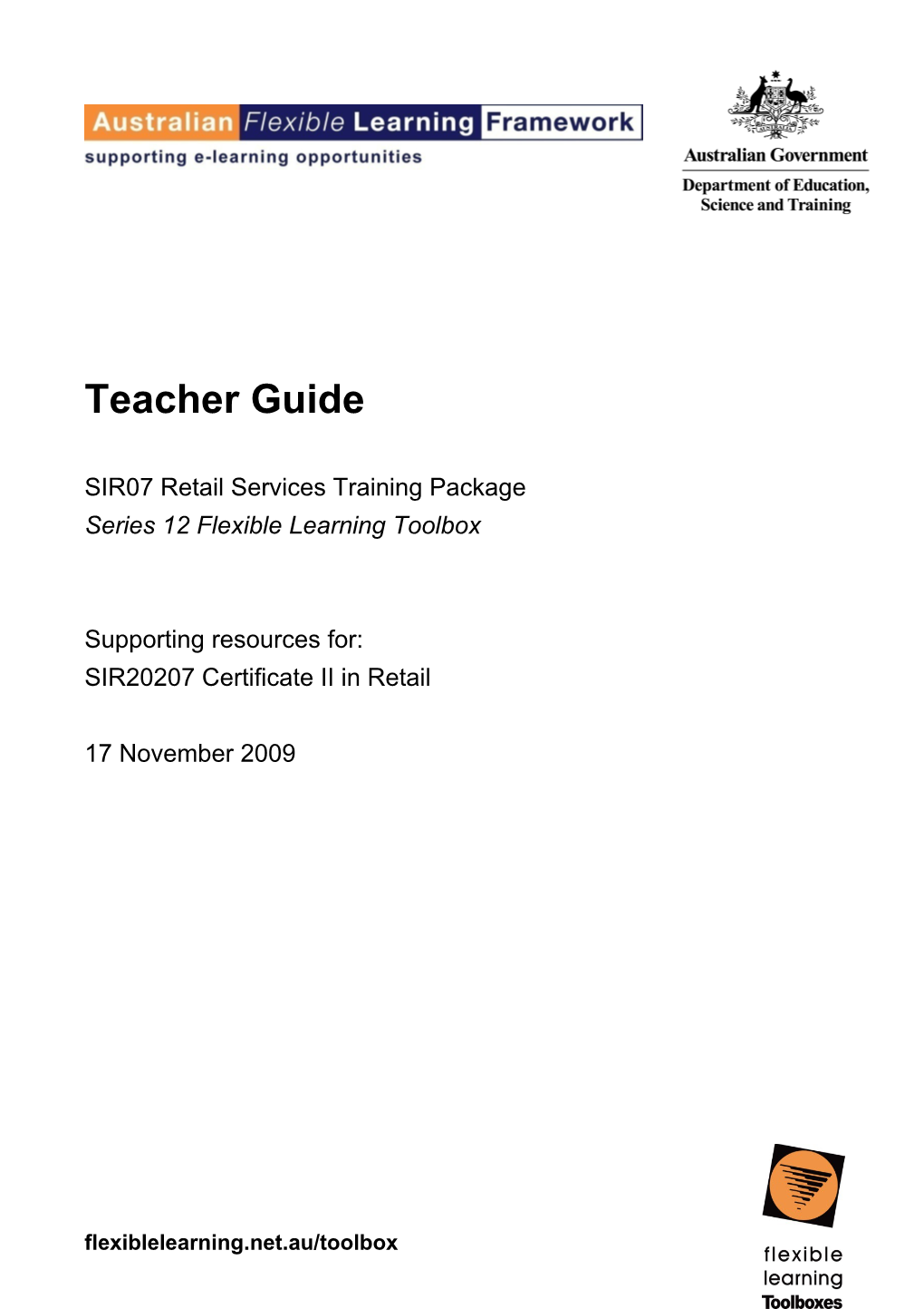 SIR07 Retail Services Training Package