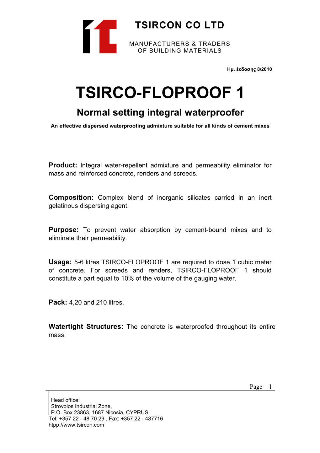 Normal Setting Integral Waterproofer