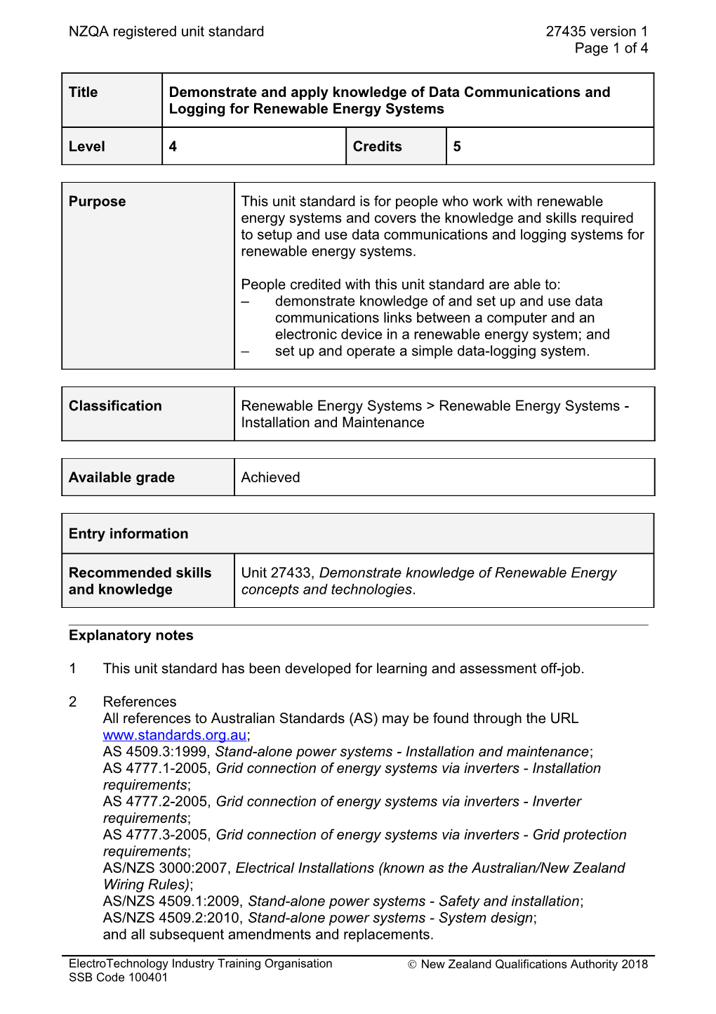 27435 Demonstrate and Apply Knowledge of Data Communications and Logging for Renewable