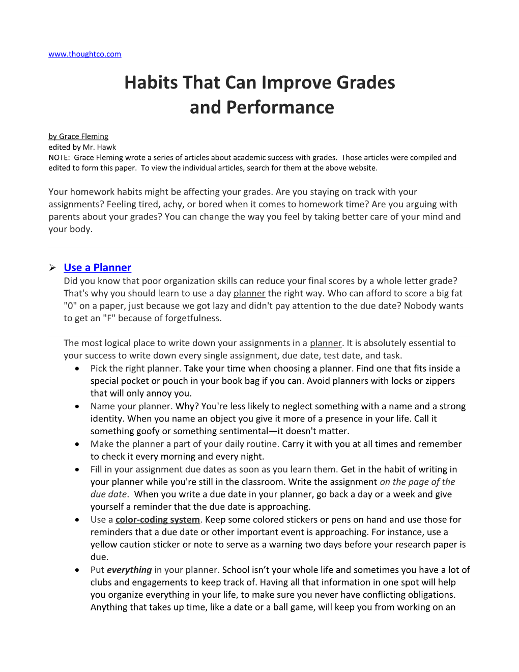 Habits That Can Improve Grades